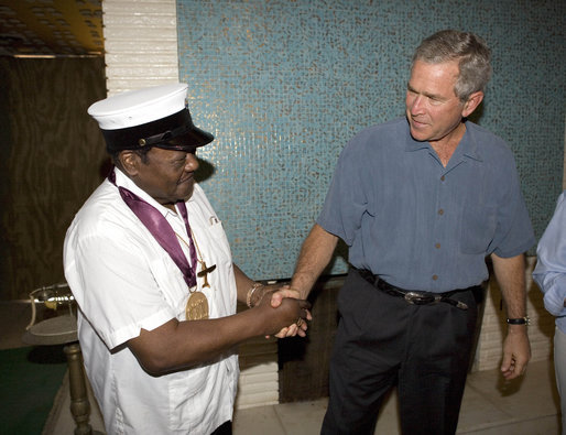 Fats Domino and George W. Bush 